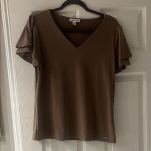 Calvin Klein Chocolate V-Neck Blouse